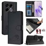 For Infinix Note 40 Cat Rat Embossed Pattern RFID Leather Phone Case with Lanyard(Black)