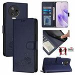 For Infinix Note 12 Pro 4G Cat Rat Embossed Pattern RFID Leather Phone Case with Lanyard(Blue)