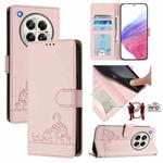 For Infinix Zero 40 4G / 5G Cat Rat Embossed Pattern RFID Leather Phone Case with Lanyard(Pink)