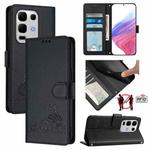 For Infinix Note 50s Cat Rat Embossed Pattern RFID Leather Phone Case with Lanyard(Black)