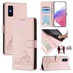 For Infinix GT 30 Pro Cat Rat Embossed Pattern RFID Leather Phone Case with Lanyard(Pink)
