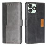 For Itel A50 4G Contrast Color Side Buckle Leather Phone Case(Black + Grey)