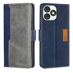 For Itel A50 4G Contrast Color Side Buckle Leather Phone Case(Blue + Grey)