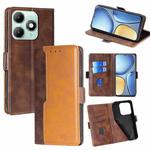 For itel A90 4G Contrast Color Side Buckle Leather Phone Case(Dark Brown + Gold)