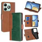 For itel A90 4G Contrast Color Side Buckle Leather Phone Case(Light Brown + Green)