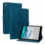 For Nokia T21 Lily Embossed Leather Tablet Case(Dark Blue)
