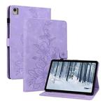 For Nokia T10 Lily Embossed Leather Tablet Case(Purple)