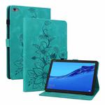 For Huawei MediaPad M5 Lite 10 / C5 10.1 Lily Embossed Leather Tablet Case(Green)