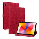 For Huawei MatePad SE 11 2024 Lily Embossed Leather Tablet Case(Red)