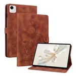 For Honor Pad X9a Lily Embossed Leather Tablet Case(Brown)