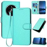 For Honor Magic7 Pro YX0070 Carbon Fiber Buckle Leather Phone Case with Lanyard(Light Blue)