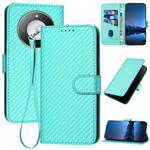 For Honor X60 / X9c Smart YX0070 Carbon Fiber Buckle Leather Phone Case with Lanyard(Light Blue)