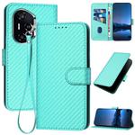For Honor 400 YX0070 Carbon Fiber Buckle Leather Phone Case with Lanyard(Light Blue)