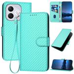 For Honor 400 Lite Global YX0070 Carbon Fiber Buckle Leather Phone Case with Lanyard(Light Blue)