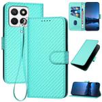 For Honor X8c 4G YX0070 Carbon Fiber Buckle Leather Phone Case with Lanyard(Light Blue)