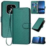 For Honor GT Pro YX0070 Carbon Fiber Buckle Leather Phone Case with Lanyard(Dark Green)