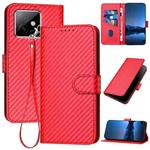 For Honor X60 GT YX0070 Carbon Fiber Buckle Leather Phone Case with Lanyard(Red)