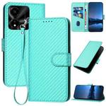For Honor X5c Plus YX0070 Carbon Fiber Buckle Leather Phone Case with Lanyard(Light Blue)