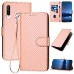 For Huawei P30 Llite / Nova 4e YX0070 Carbon Fiber Buckle Leather Phone Case with Lanyard(Pink)