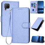 For Huawei P40 Llite YX0070 Carbon Fiber Buckle Leather Phone Case with Lanyard(Light Purple)
