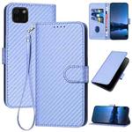 For Huawei Y5p YX0070 Carbon Fiber Buckle Leather Phone Case with Lanyard(Light Purple)