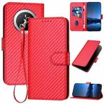 For Huawei Mate 70 YX0070 Carbon Fiber Buckle Leather Phone Case with Lanyard(Red)