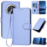 For Huawei Mate 70 YX0070 Carbon Fiber Buckle Leather Phone Case with Lanyard(Light Purple)