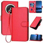 For Huawei Mate 70 Pro / Mate 70 Pro+ YX0070 Carbon Fiber Buckle Leather Phone Case with Lanyard(Red)