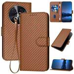 For Huawei nova 12i YX0070 Carbon Fiber Buckle Leather Phone Case with Lanyard(Coffee)