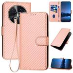 For Huawei nova 12i YX0070 Carbon Fiber Buckle Leather Phone Case with Lanyard(Pink)