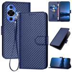 For Huawei nova 12s YX0070 Carbon Fiber Buckle Leather Phone Case with Lanyard(Royal Blue)