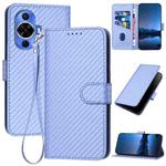 For Huawei nova 12s YX0070 Carbon Fiber Buckle Leather Phone Case with Lanyard(Light Purple)