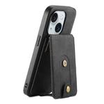 For iPhone 15 Denior D14 NK Retro Pattern MagSafe Magnetic Card Holder Leather Phone Case(Black)