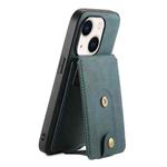 For iPhone 14/13 Denior D14 NK Retro Pattern MagSafe Magnetic Card Holder Leather Phone Case(Blue)