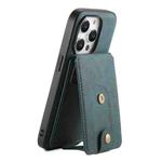For iPhone 14 Pro Max Denior D14 NK Retro Pattern MagSafe Magnetic Card Holder Leather Phone Case(Blue)