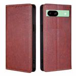 For Google Pixel 8a Gloss Oil Solid Color Magnetic Leather Phone Case(Brown)