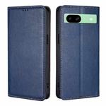For Google Pixel 8a Gloss Oil Solid Color Magnetic Leather Phone Case(Blue)