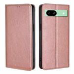 For Google Pixel 8a Gloss Oil Solid Color Magnetic Leather Phone Case(Rose Gold)