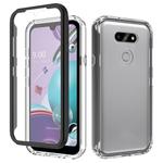 For LG Aristo 5 Pro Shockproof TPU Frame + Clear PC Back Case + Front PET Screen Protector(Black)