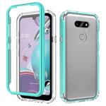 For LG Aristo 5 Pro Shockproof TPU Frame + Clear PC Back Case + Front PET Screen Protector(Green)