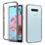 For LG K51 Shockproof TPU Frame + Clear PC Back Case + Front PET Screen Protector(Grey)