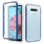 For LG K51 Shockproof TPU Frame + Clear PC Back Case + Front PET Screen Protector(Blue)