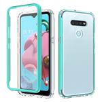 For LG K51 Shockproof TPU Frame + Clear PC Back Case + Front PET Screen Protector(Green)