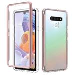 For LG Q Stylo 6 Shockproof TPU Frame + Clear PC Back Case + Front PET Screen Protector(Rose Gold)