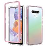For LG Q Stylo 6 Shockproof TPU Frame + Clear PC Back Case + Front PET Screen Protector(Pink)