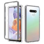 For LG Q Stylo 6 Shockproof TPU Frame + Clear PC Back Case + Front PET Screen Protector(Grey)