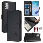 For Motorola Moto G Stylus 2021 4G Cat Rat Embossed Pattern RFID Leather Phone Case with Lanyard(Black)