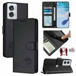 For Motorola Edge 50 Fusion Cat Rat Embossed Pattern RFID Leather Phone Case with Lanyard(Black)