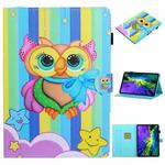 For iPad Pro 11 2024 Coloured Drawing Stitching Smart Leather Tablet Case(Rainbow Owl)