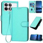 For Xiaomi Poco X6 Pro 5G YX0070 Carbon Fiber Buckle Leather Phone Case with Lanyard(Light Blue)